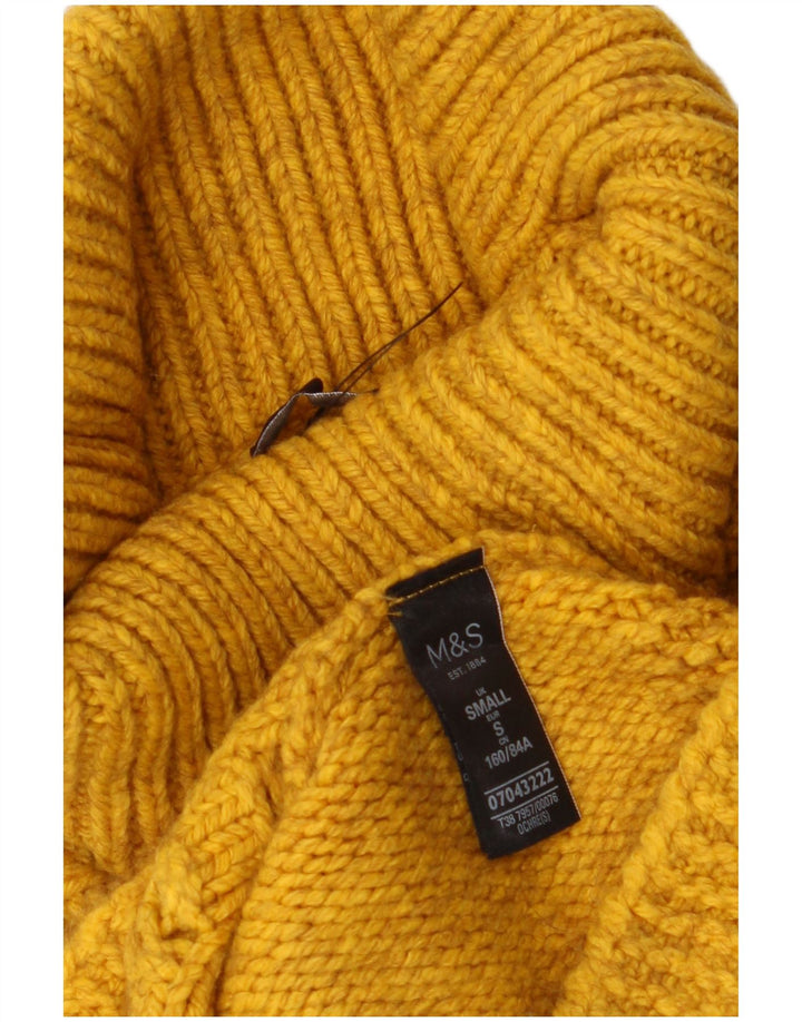 MARKS & SPENCER Damen Crop Rollkragenpullover Pullover UK 10 Small Gelb