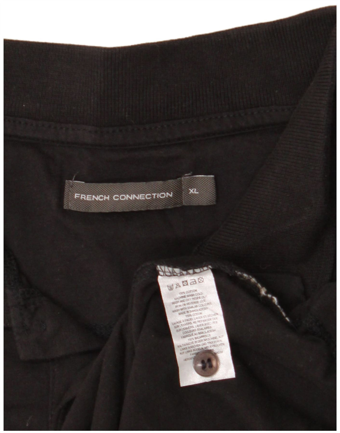 FRENCH CONNECTION Herren-Poloshirt XL, schwarze Baumwolle