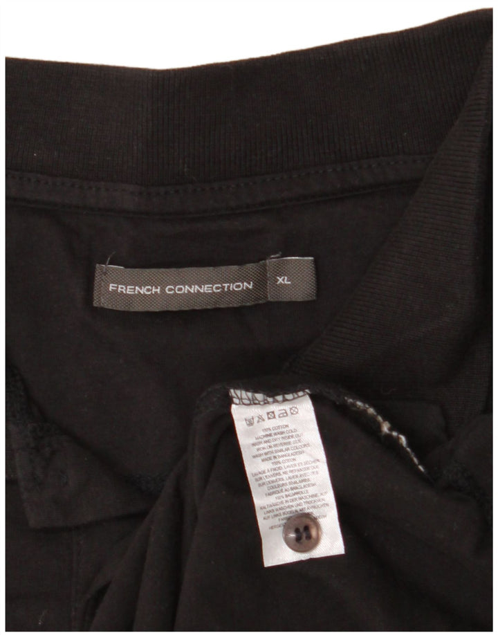 FRENCH CONNECTION Herren-Poloshirt XL, schwarze Baumwolle