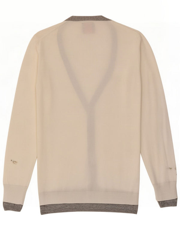 Sun68 Damen Strickjacke UK 14 Large Weiße Baumwolle