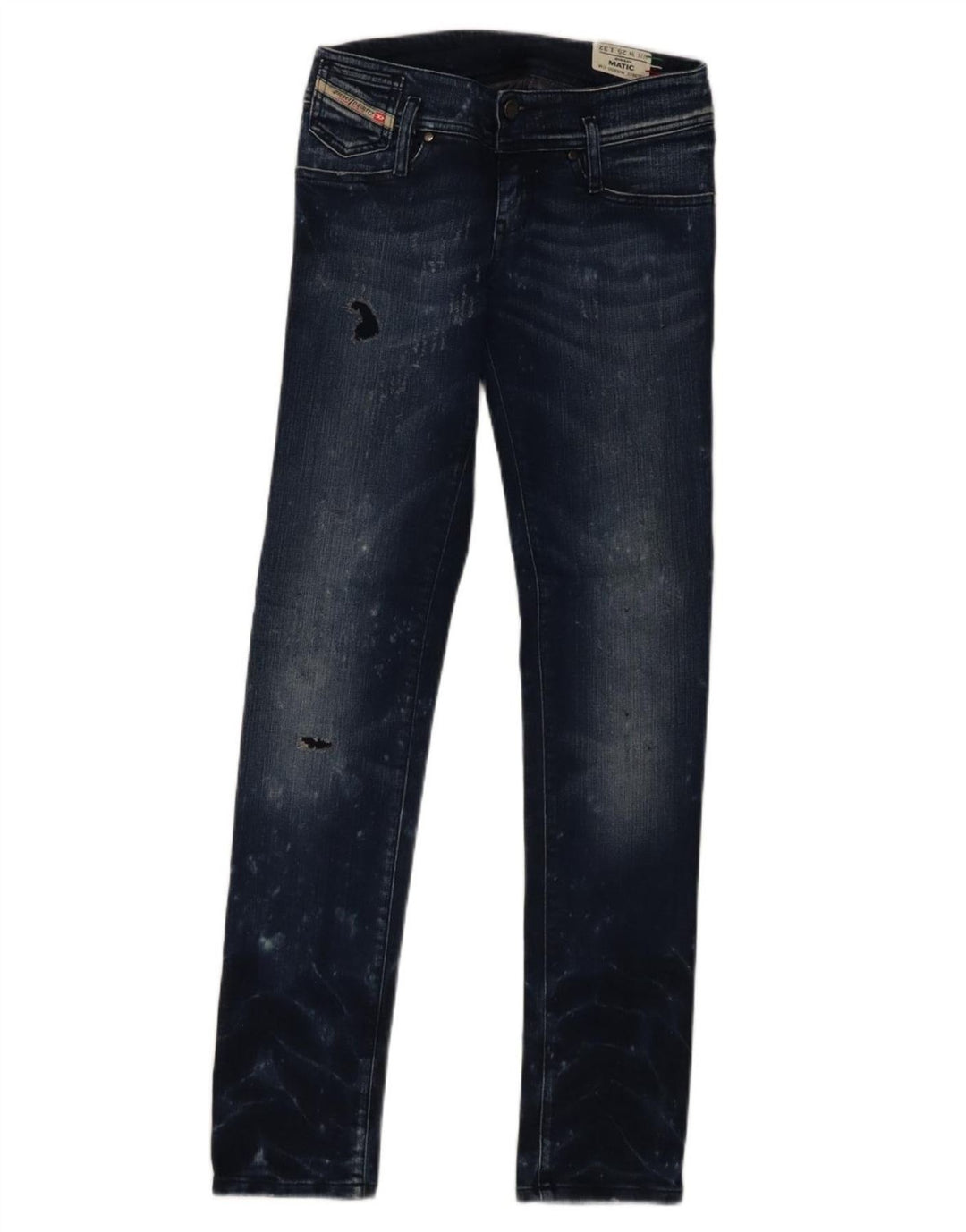 DIESEL Womens Matic Distressed Slim Jeans W25 L32 Navy Blue Cotton