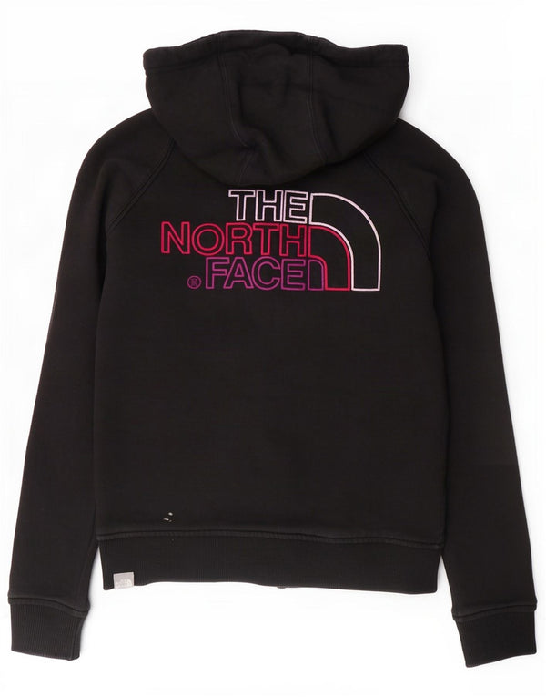 The North Face Womens Graphic Zip Hoodie Sweater UK 14 Mittelschwarze Baumwolle