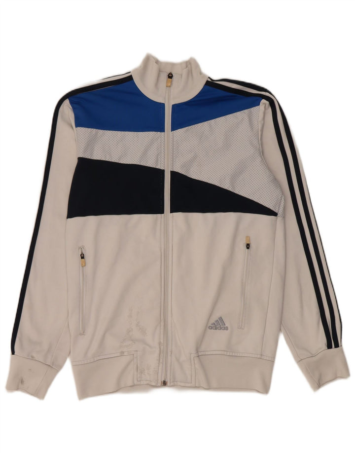 Adidas Herren-Trainingsanzugoberteil, UK-Größe 34/36, Größe S, Weiß, Colourblock-Polyester