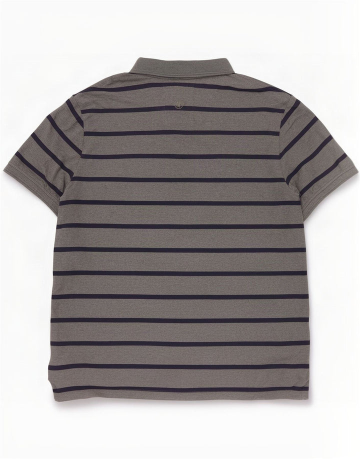 Fat Face Herren-Poloshirt XL, grau gestreift, Baumwolle
