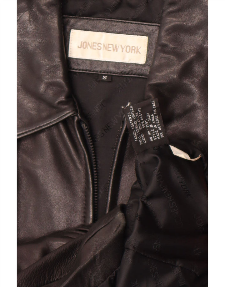 Jones New York Damen Lederjacke UK 10 Small Schwarzes Leder