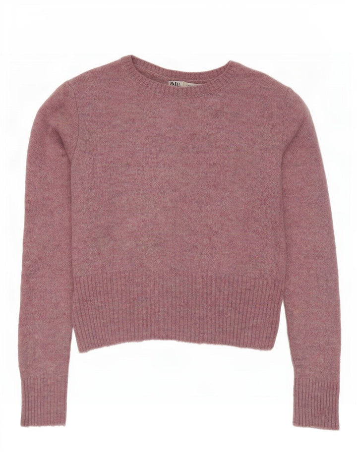 Zara Damen-Pullover mit U-Boot-Ausschnitt, UK 12, mittelrosa Nylon
