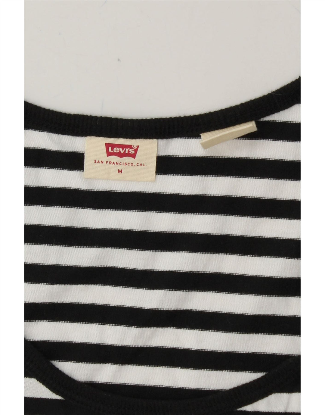LEVI'S Womens Vest Top UK 14 Medium Black Striped Vintage Levi's and Second-Hand Levi's from Messina Hembry 