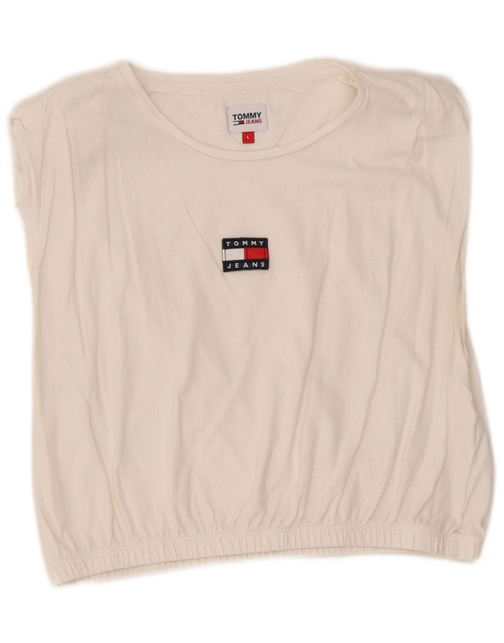 Tommy Hilfiger Damen Crop Vest Top UK 14 Large Weiß