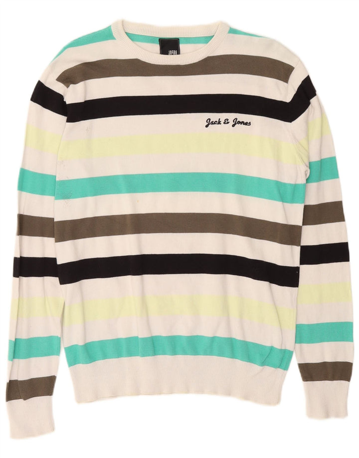 Jack & Jones Herren-Pullover mit Rundhalsausschnitt, groß, mehrfarbig, gestreift