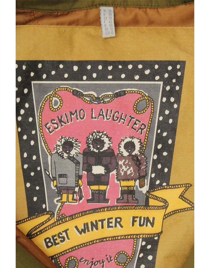 Eskimo Zweireihiger Damenmantel UK 12 Mittelgrün Polyester Klassisch