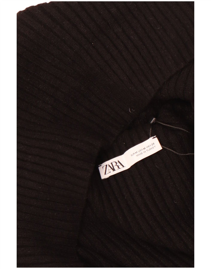 Zara Damen Crop Oversized Rollkragenpullover Pullover UK 14 Mittelschwarz