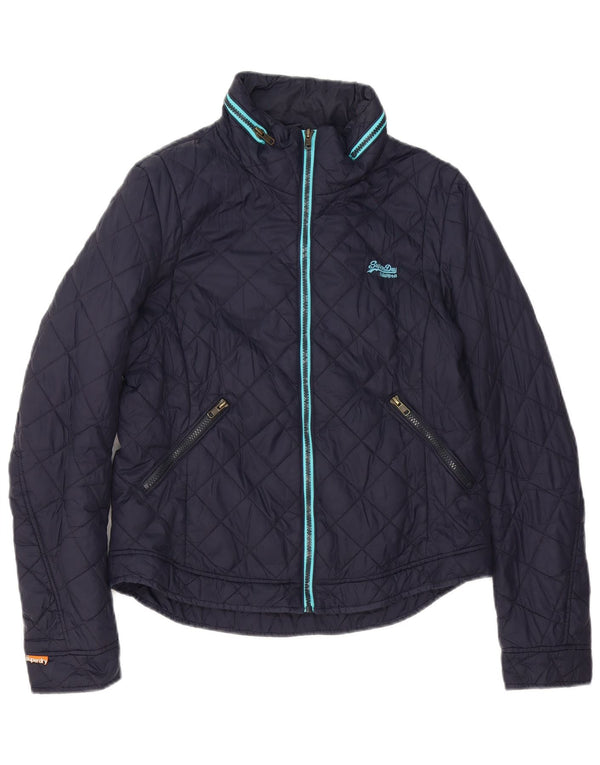 Superdry Steppjacke mit Kapuze für Damen, UK 14, Größe L, marineblaues Nylon