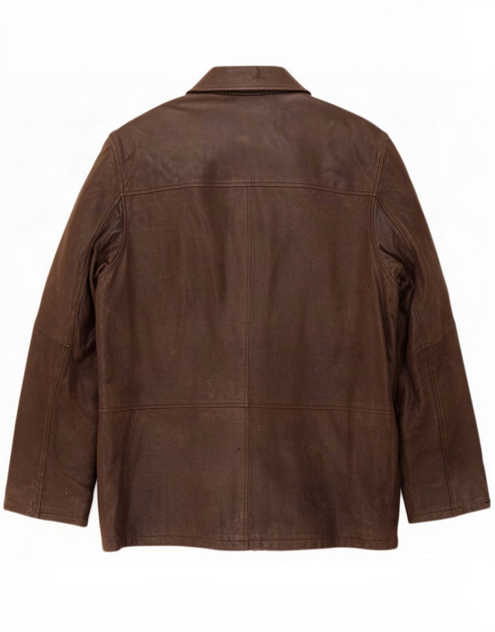 Zarro Herren Leder-Windbreaker-Mantel IT 54 2XL Braun