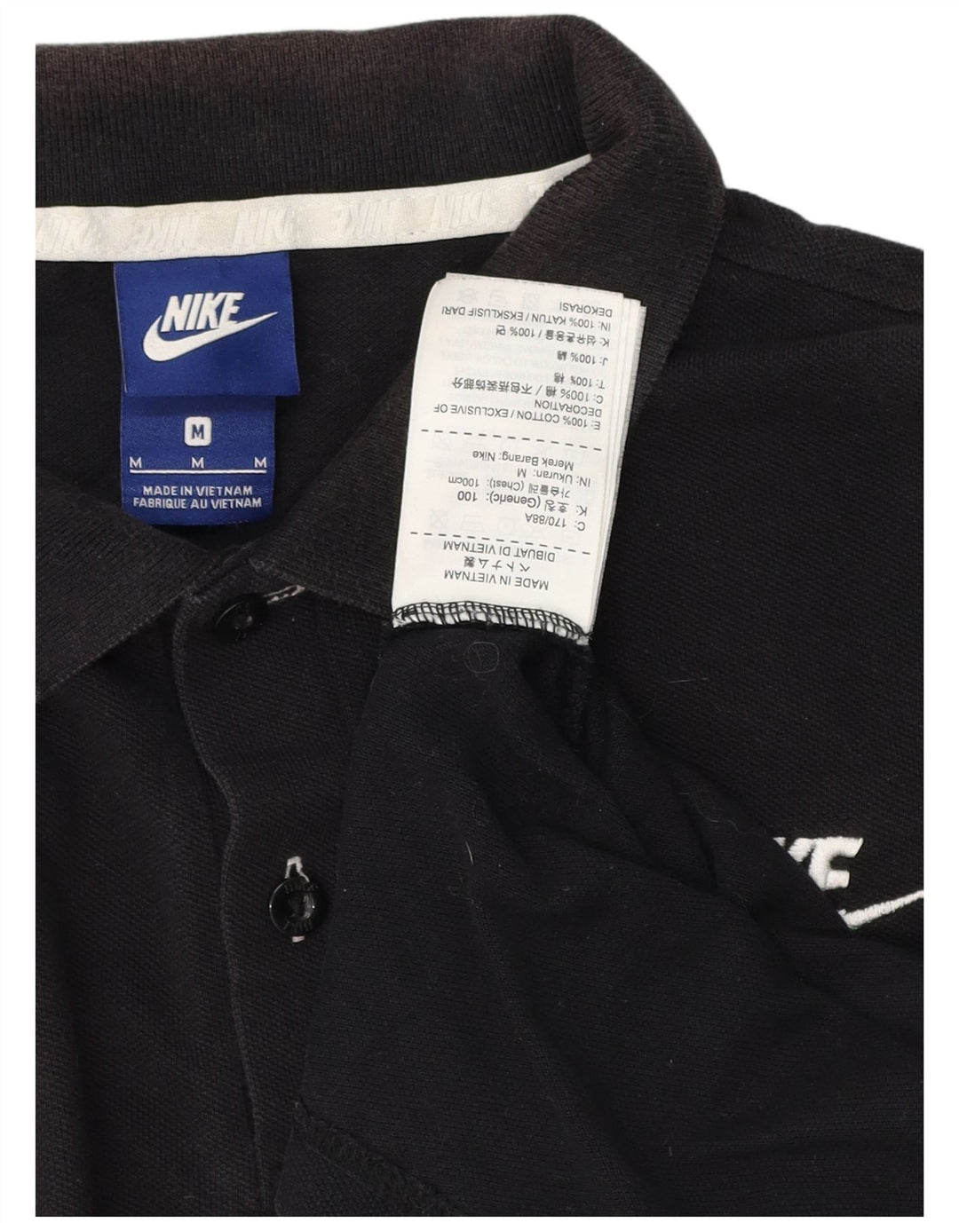 NIKE Herren-Poloshirt, mittelgroß, schwarze Baumwolle