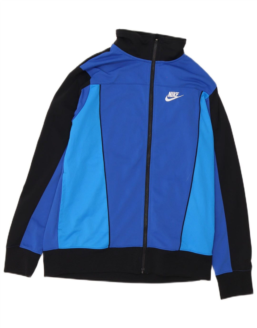 Nike Jungen-Trainingsanzug-Top-Jacke, 13–14 Jahre, XL, blaues Farbblock-Polyester