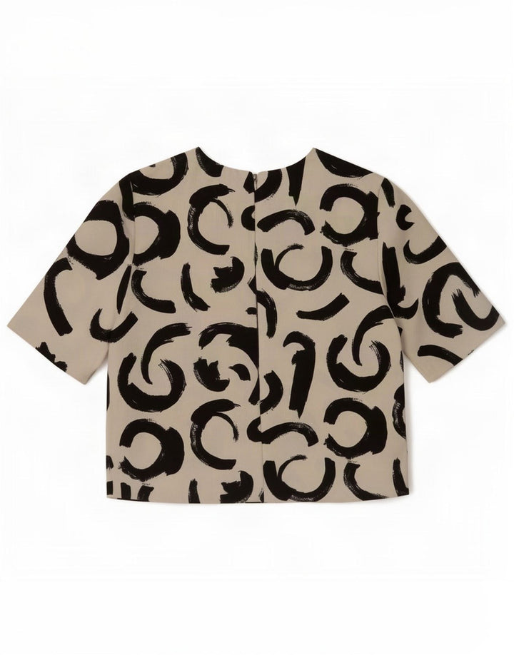 Zara Damen Bluse Top UK 6 XS Off White Geometrisch