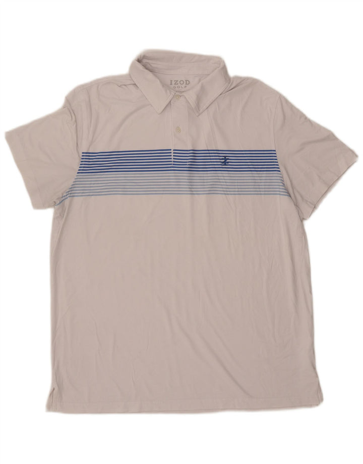 IZOD Herren-Poloshirt, groß, weiß gestreift, Polyester