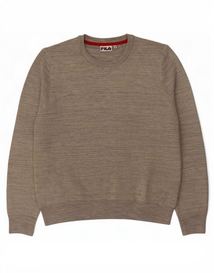 Fila Herren-Pullover mit Rundhalsausschnitt, Mittelgrau meliert