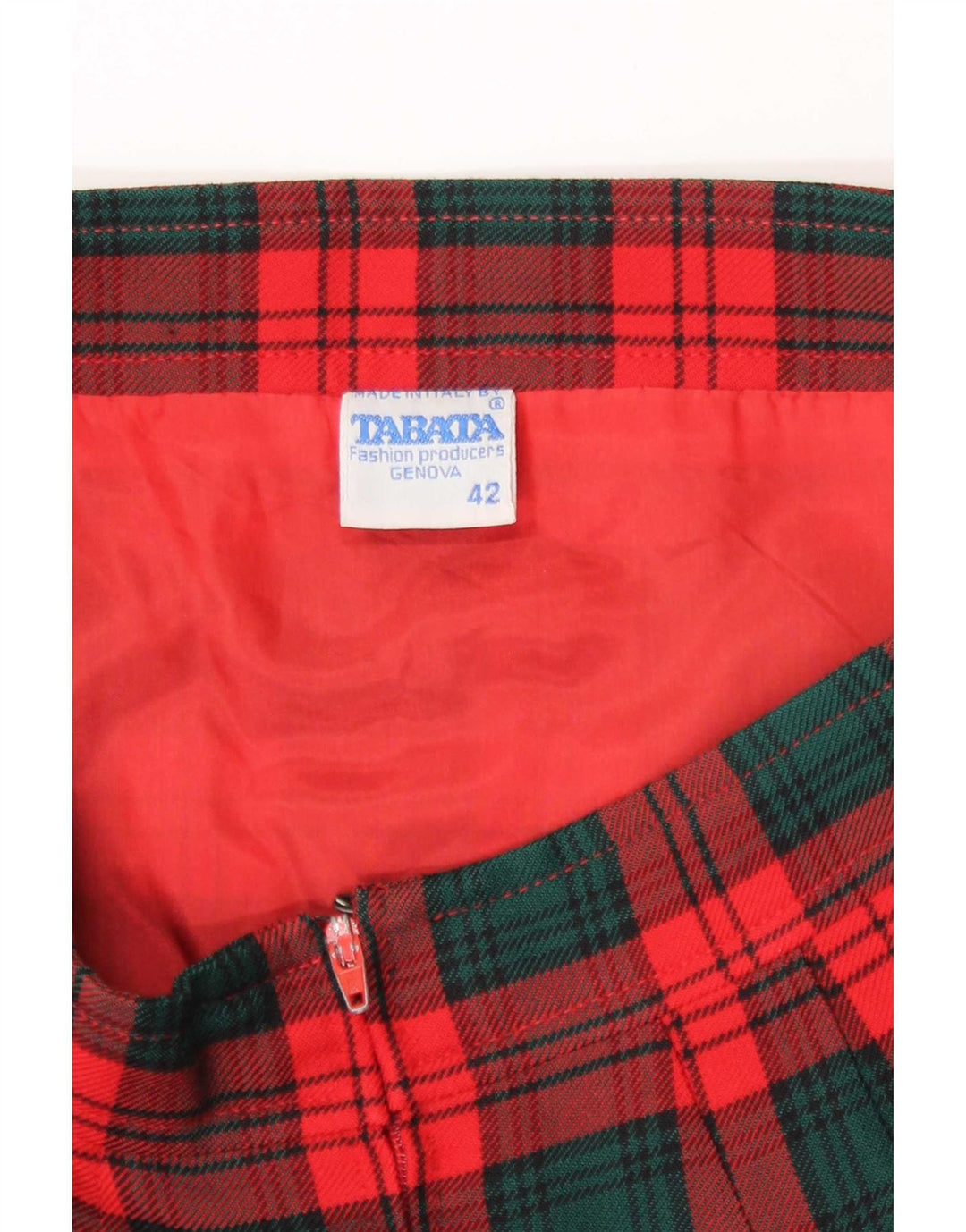 Vintage Damen Bleistiftrock IT 42 Medium W27 Rot karierte Wolle