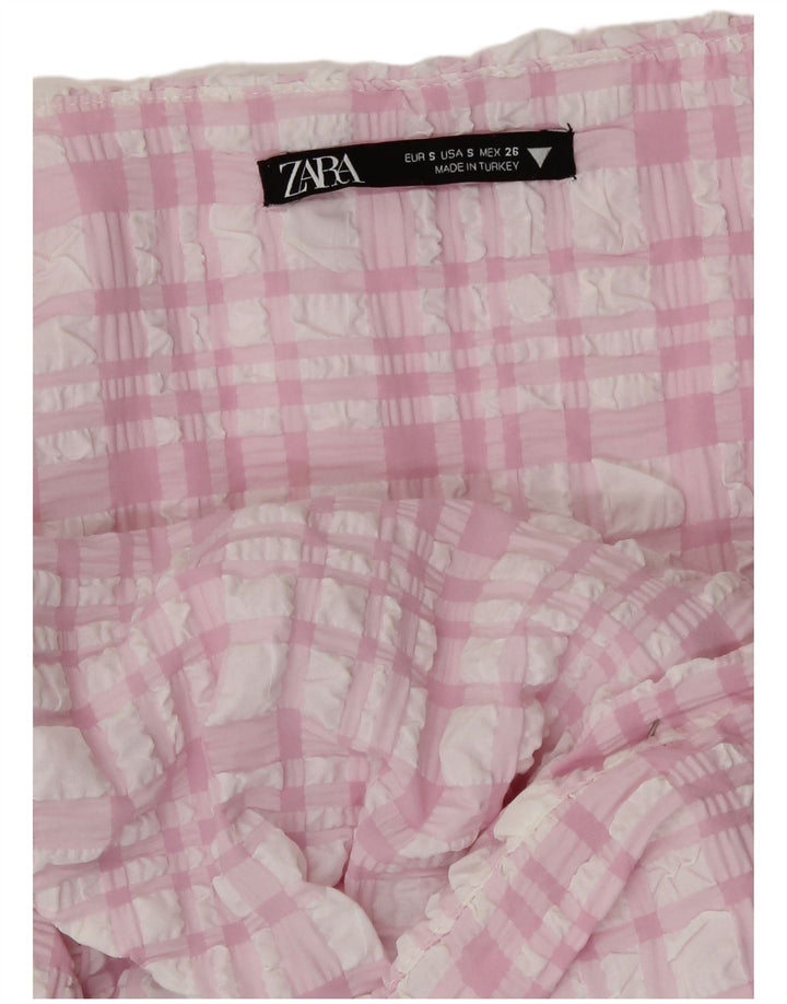 Zara Damen Sommerkleid mit Ausschnitten, Gr. 8, klein, rosa kariert