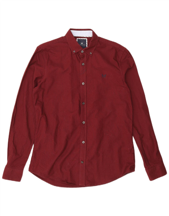 Crew Clothing Herren-Slim-Fit-Hemd aus mittlerer burgunderroter Baumwolle
