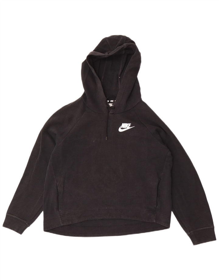 Nike Damen Graphic Hoodie Pullover UK 14 Medium Schwarz