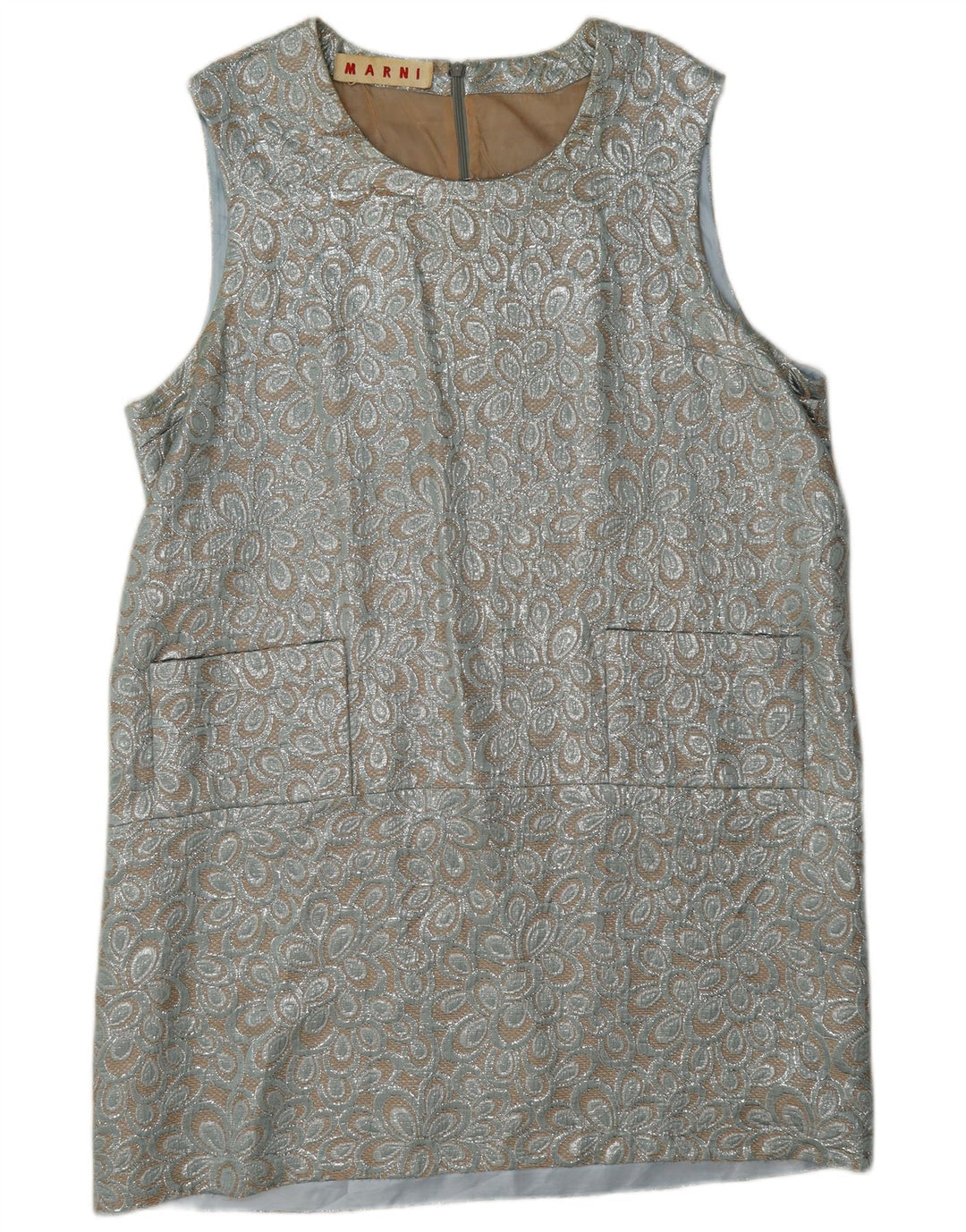 Ärmelloses Etuikleid für Damen von Marni, Gr. 46, Größe L, Silber, Blumenmuster