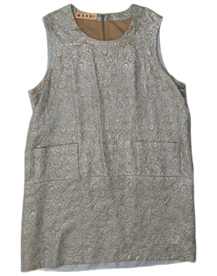 Ärmelloses Etuikleid für Damen von Marni, Gr. 46, Größe L, Silber, Blumenmuster