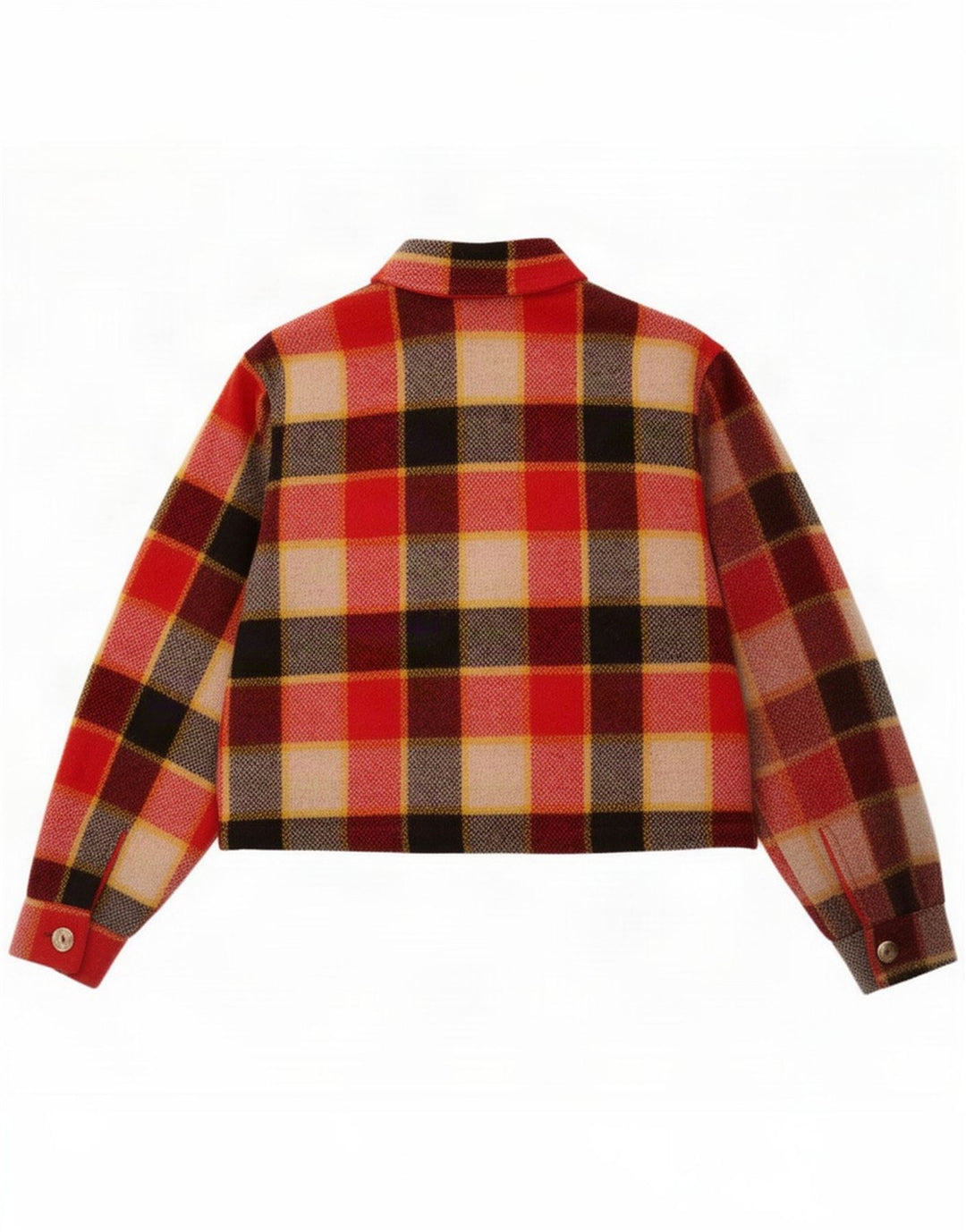 Und Damen-Flanell-Bomberjacke IT 42 Mittelrot karierte Wolle