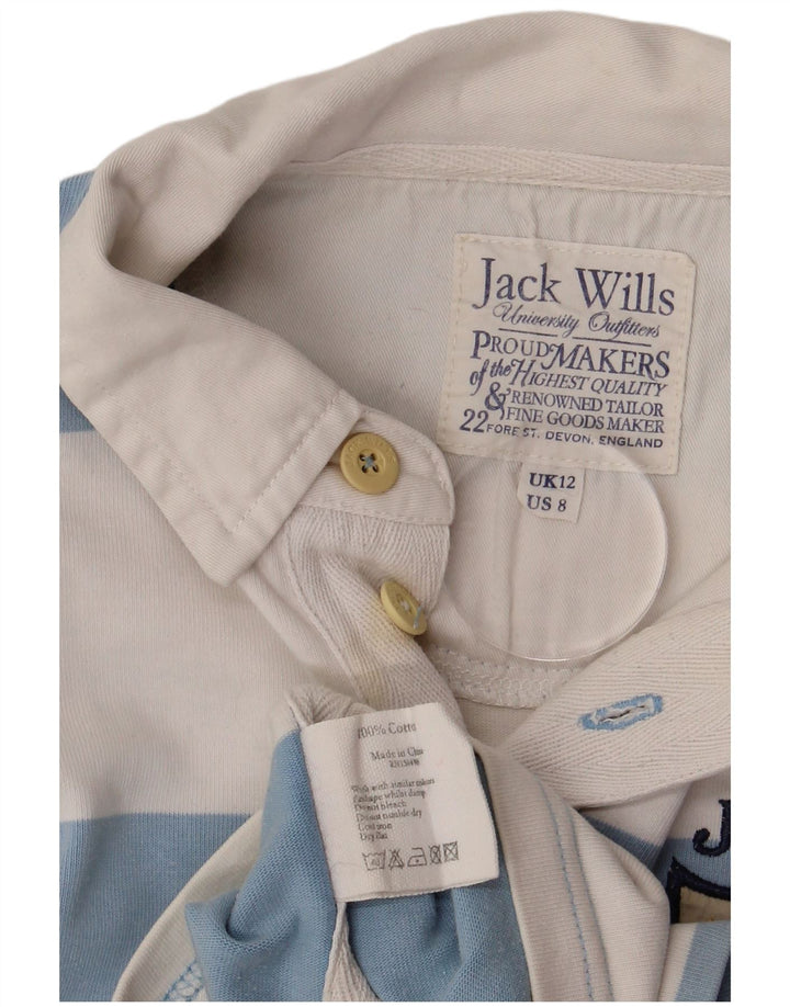 JACK WILLS Damen Rugby-Poloshirt mit Grafik, UK 12, Mittelblau gestreift