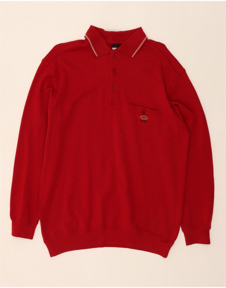 PAUL & SHARK Mens Polo Neck Jumper Sweater XL Red Wool Vintage Paul & Shark and Second-Hand Paul & Shark from Messina Hembry 