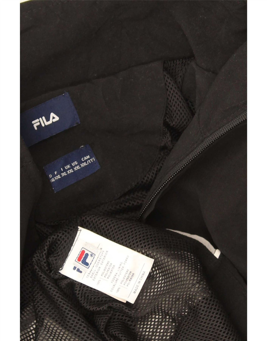Fila Herren-Trainingsanzugoberteil, Jacke, 2XL, schwarzes Farbblock-Polyester
