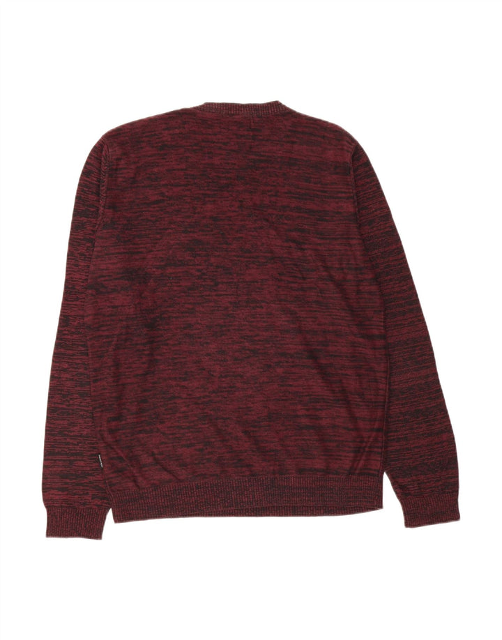JACK & JONES Mens Core Crew Neck Jumper Sweater Large Burgundy Flecked