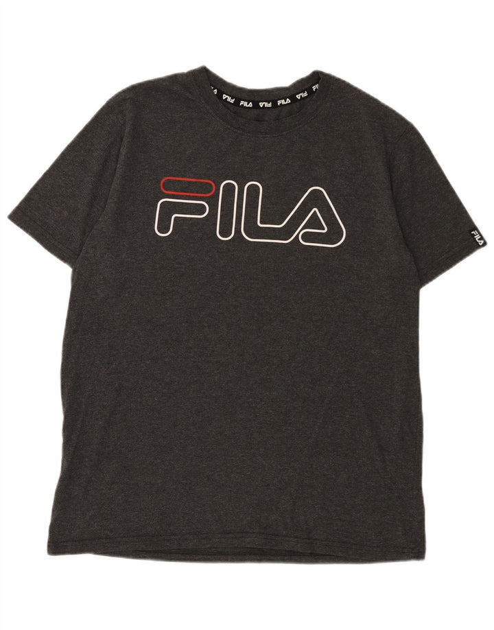Fila Herren Grafik-T-Shirt-Oberteil, großes graues Polyester