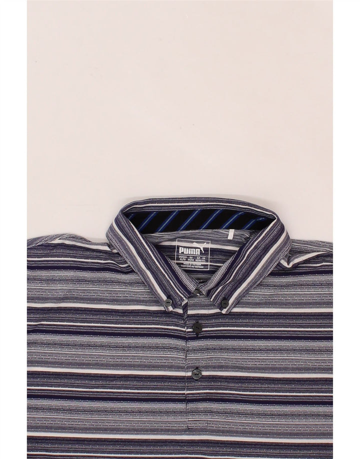 PUMA Mens Polo Shirt 2XL Navy Blue Striped Vintage Puma and Second-Hand Puma from Messina Hembry 