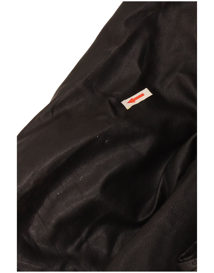 Vintage Herren Zweireihige Lederjacke UK 42 XL Schwarz