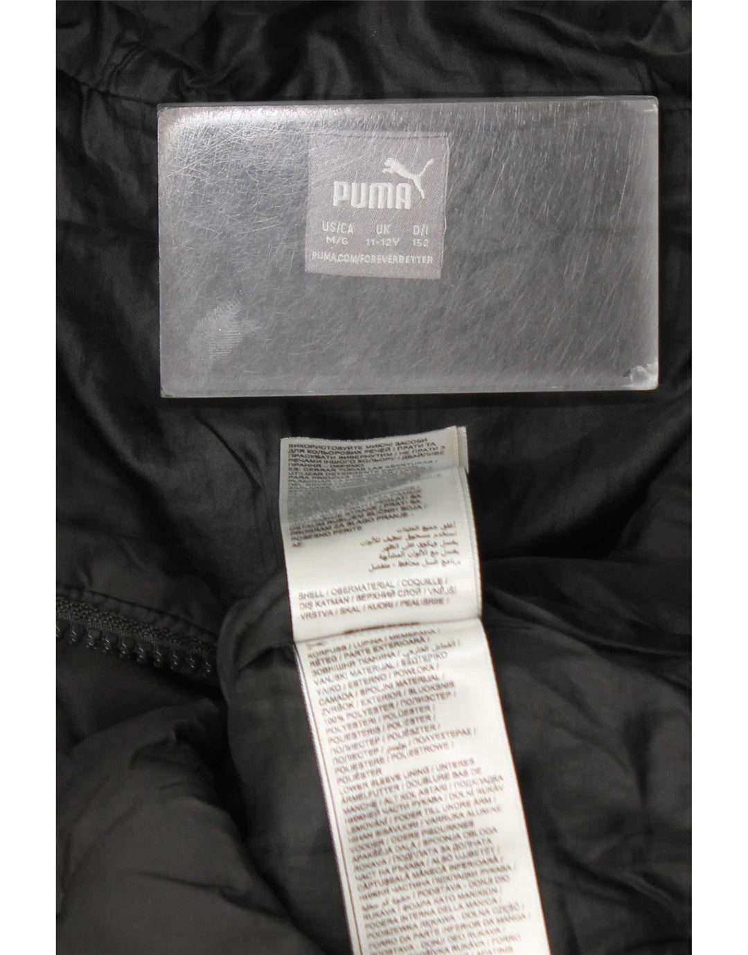 Puma Jungen Kapuzenjacke, gepolstert, 11–12 Jahre, schwarzes Polyester