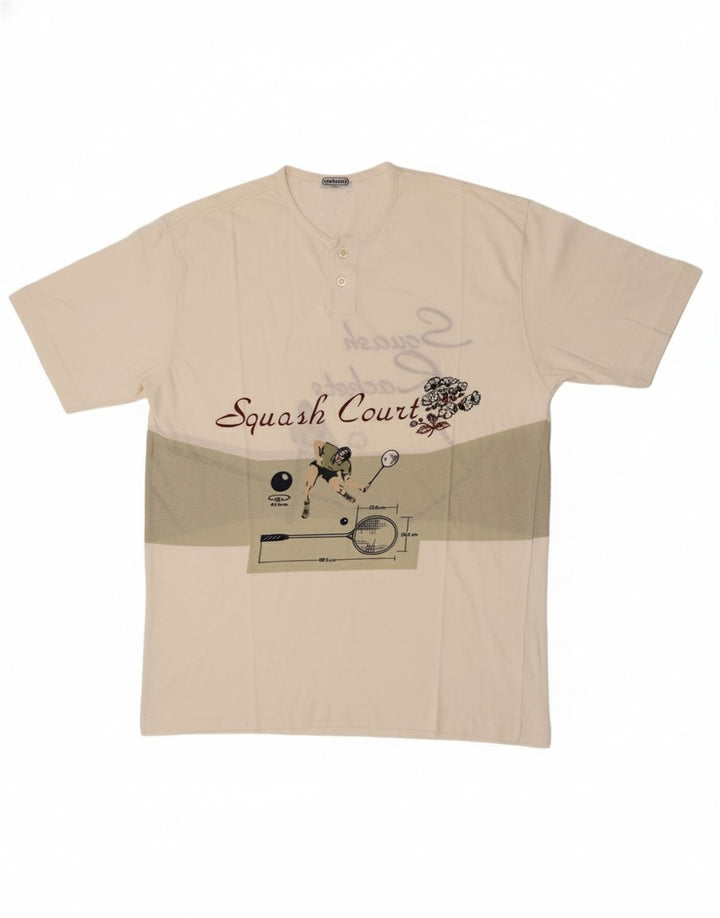 Cacharel Herren-T-Shirt mit Grafik, Größe L, Weiß