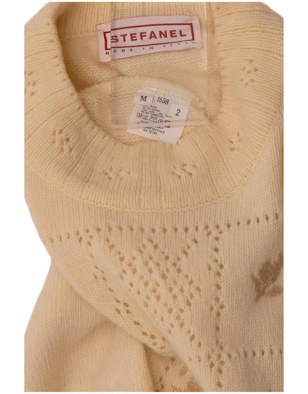 Stefanel Rollkragenpullover für Damen, Gr. 14, Mittel, gebrochenes Weiß, Blumenmuster