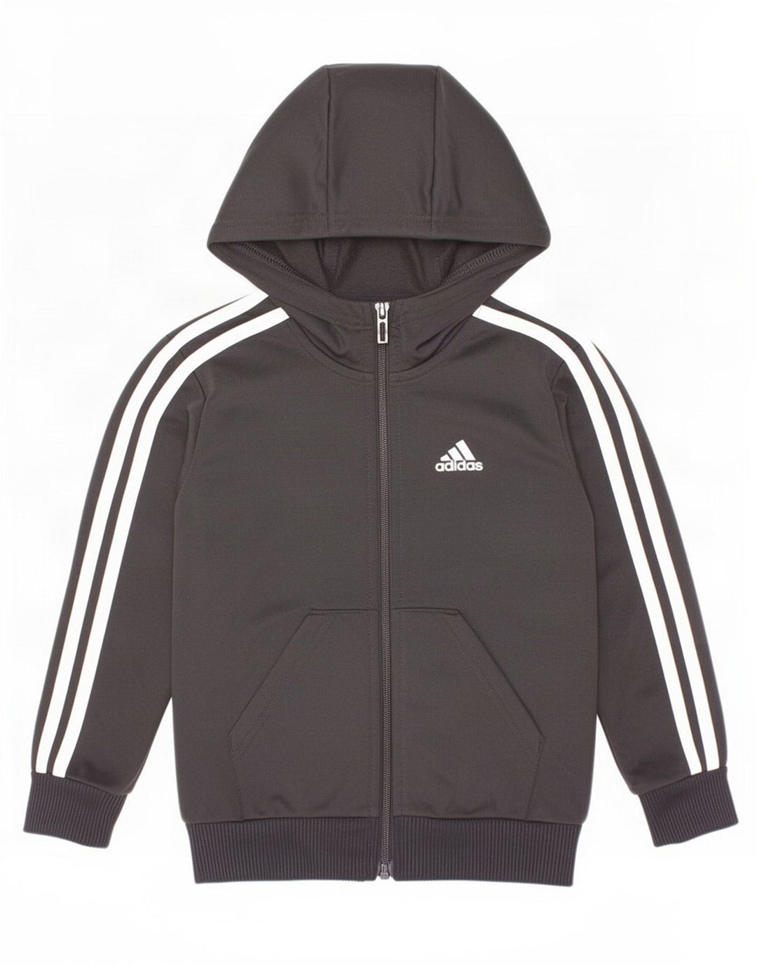 Adidas Jungen Kapuzenpullover mit Reißverschluss, 4–5 Jahre, schwarzes Polyester