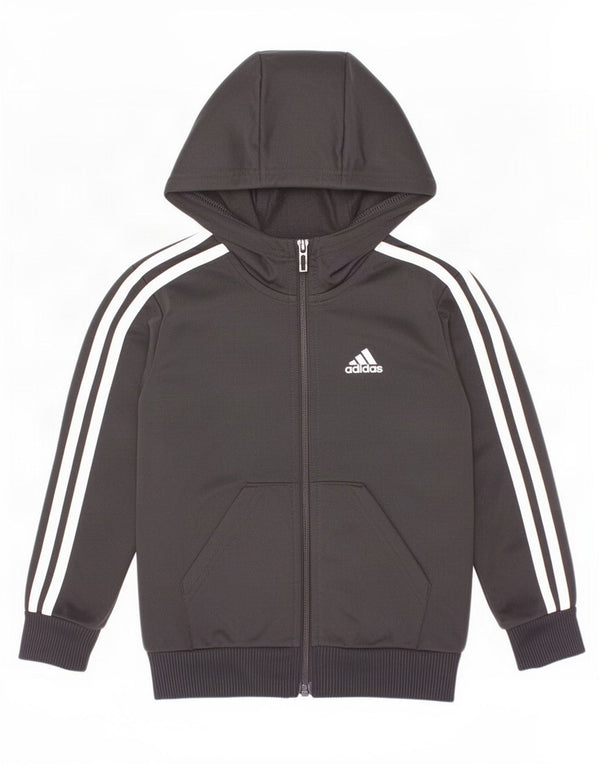 Adidas Jungen Kapuzenpullover mit Reißverschluss, 4–5 Jahre, schwarzes Polyester