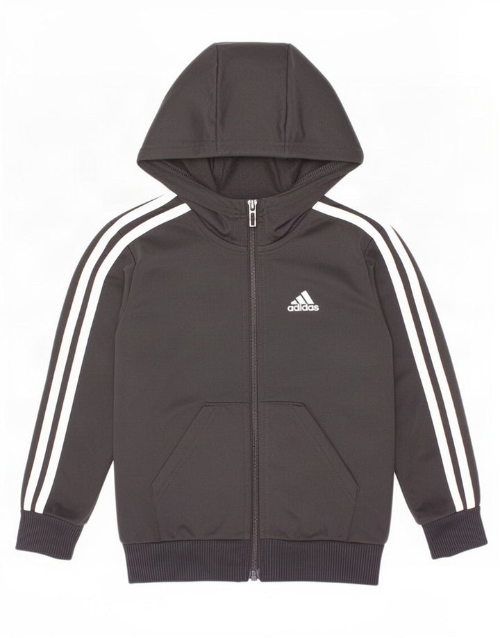 Adidas Jungen Kapuzenpullover mit Reißverschluss, 4–5 Jahre, schwarzes Polyester