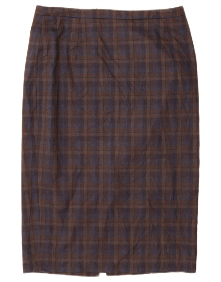 Jigsaw Damen Bleistiftrock UK 10 Small W28 Braun kariertes Polyester