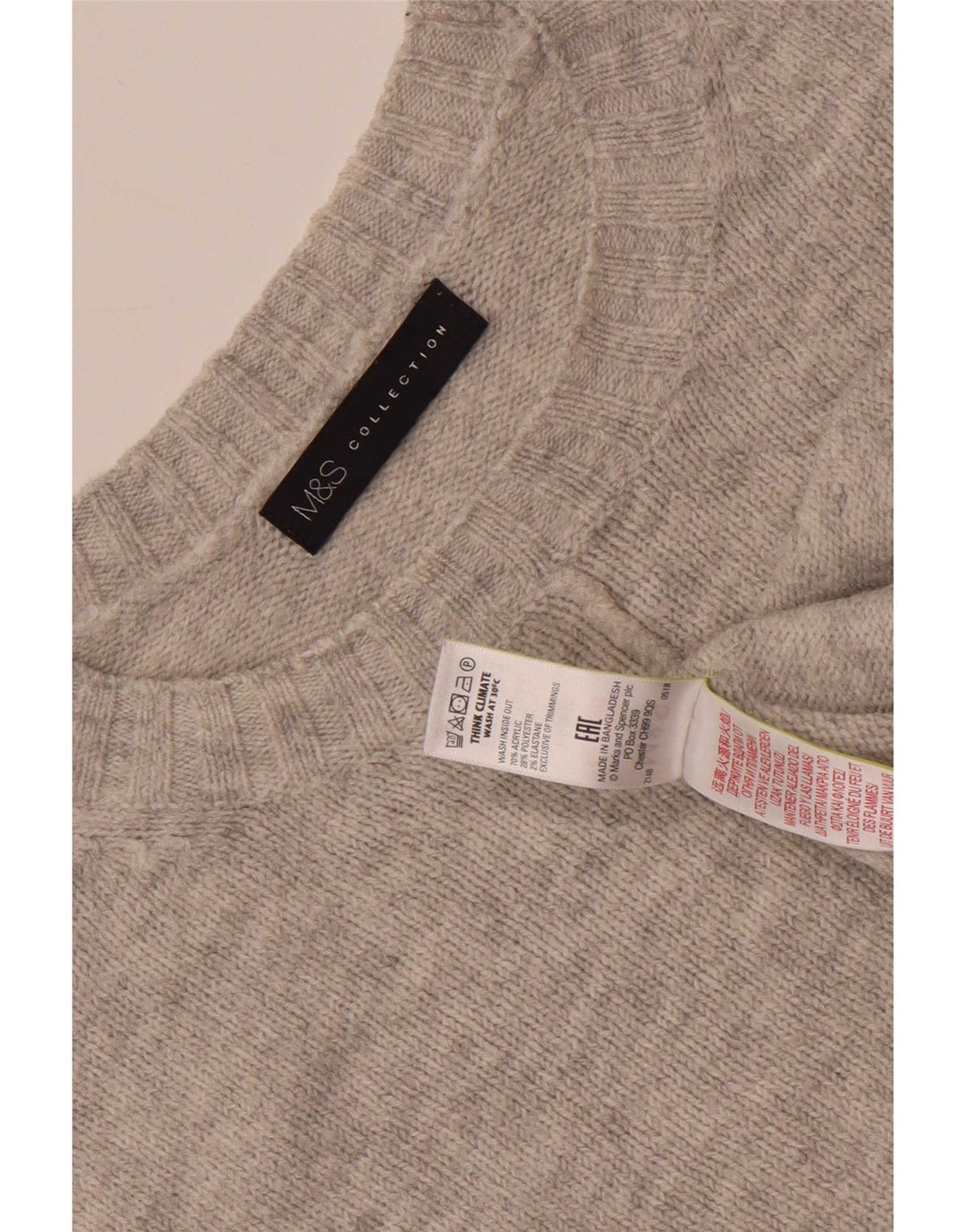 Marks & Spencer Damen-Pullover, übergroß, Rundhalsausschnitt, Gr. 40, Größe L, Grau