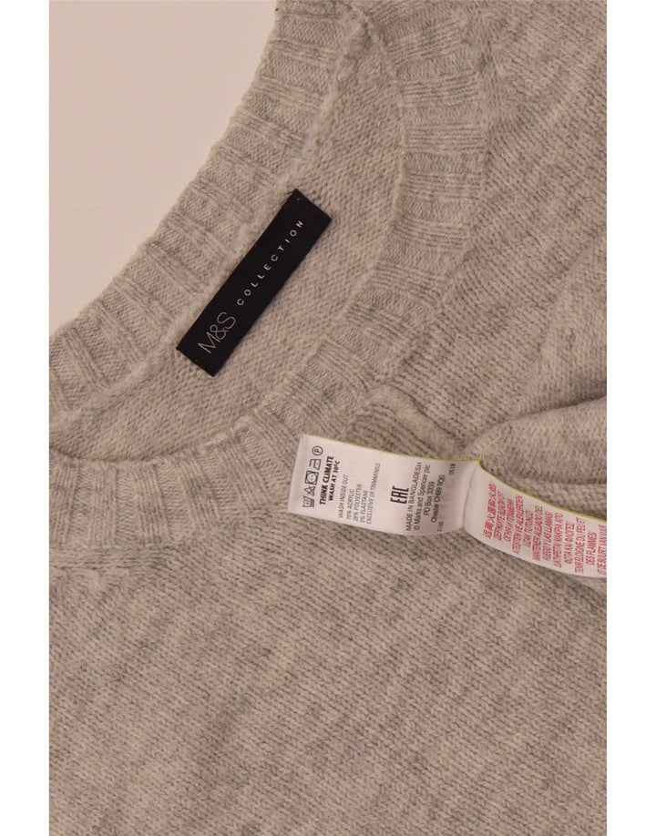 Marks & Spencer Damen-Pullover, übergroß, Rundhalsausschnitt, Gr. 40, Größe L, Grau