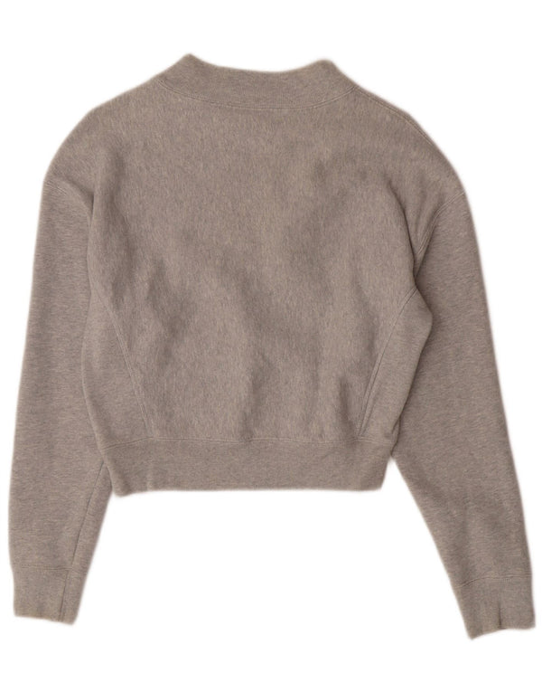 Champion Damen Reverse Weave Crop Sweatshirt Pullover UK 6 XS Grau Baumwolle