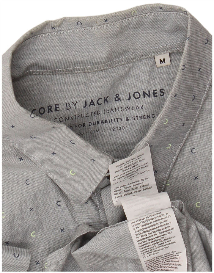 Jack & Jones Herren-Kurzarmhemd aus mittelgrau gepunkteter Baumwolle
