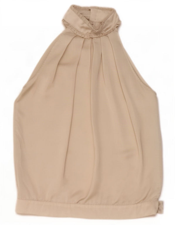 Zara Damen Neckholder-Top UK 14 Medium Beige Polyester