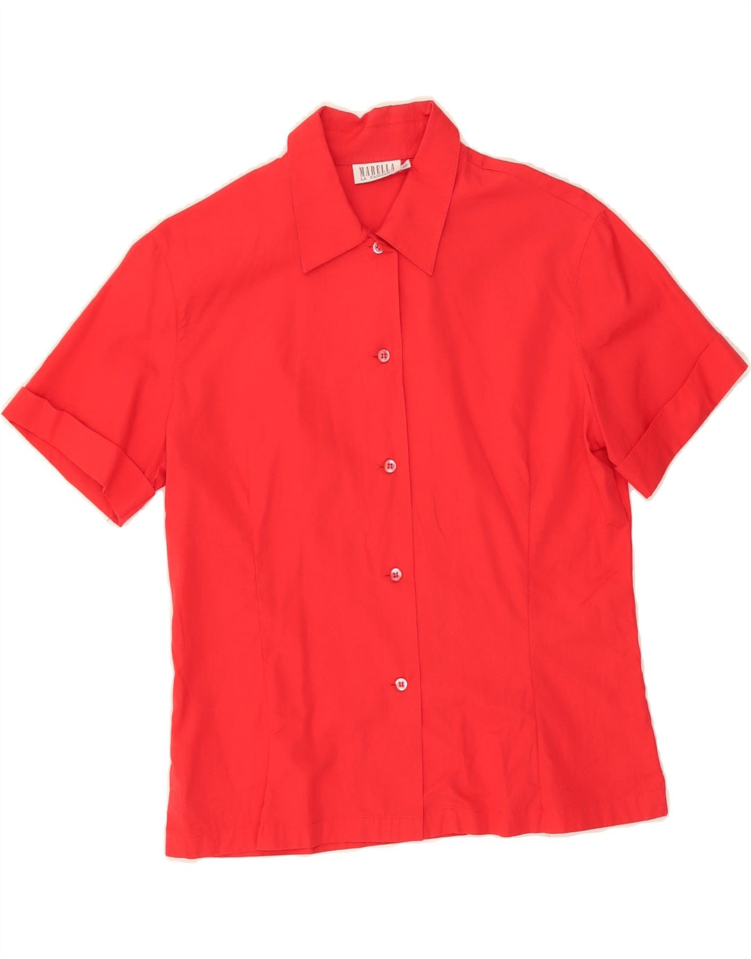 MARELLA Womens Short Sleeve Shirt IT 46 Large Red Cotton Vintage Marella and Second-Hand Marella from Messina Hembry 