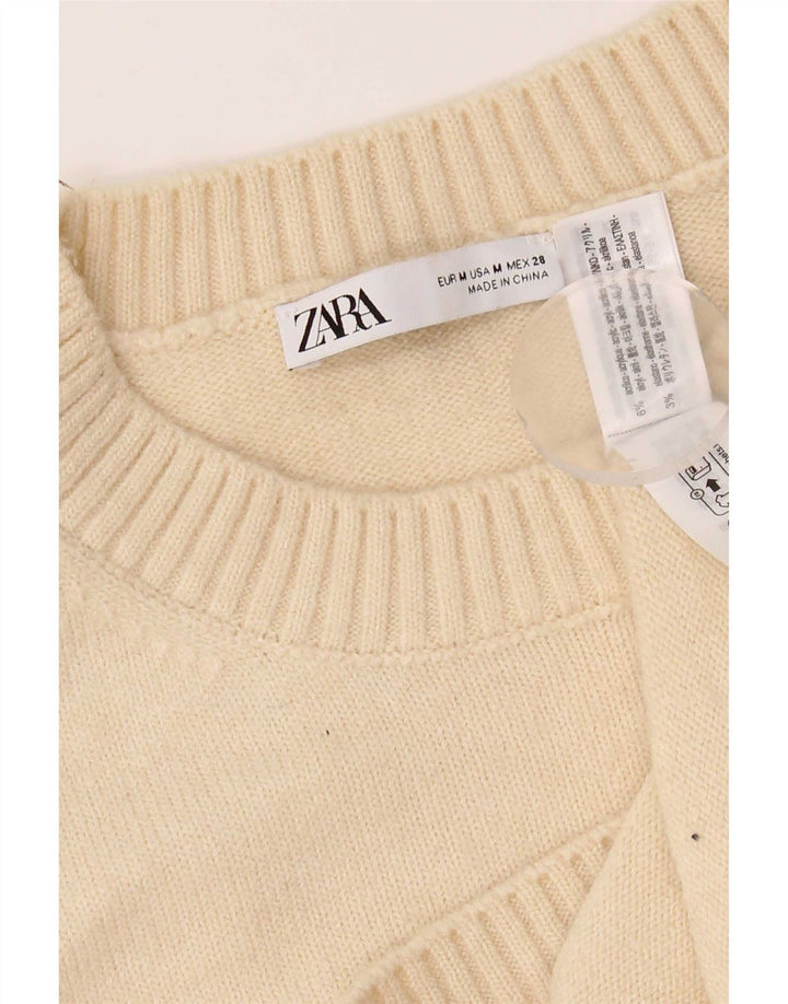 Zara Damen Weste Tank Top UK 14 Medium Weiß Acryl
